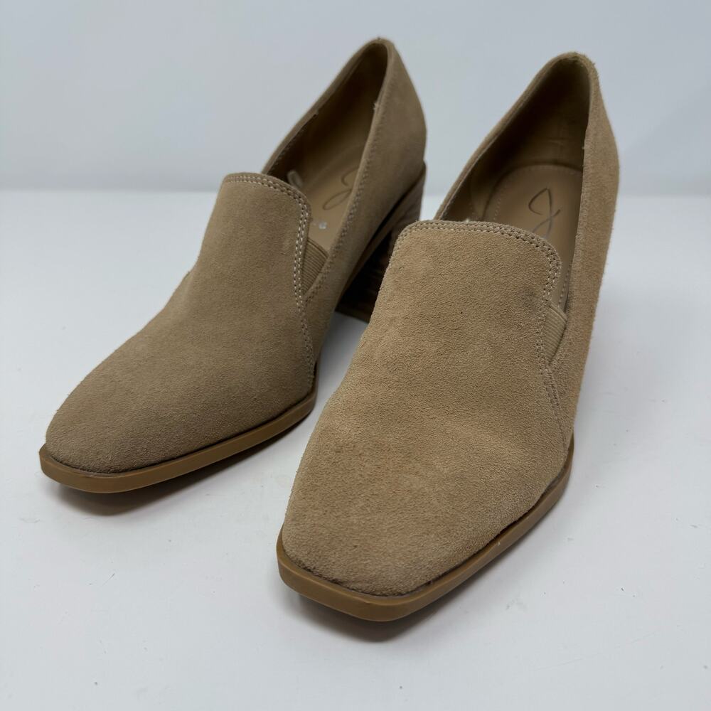 Joie Wevenly Suede Block Heel Loafers Women's 7.5 Tan Neutral High Heel NWOT - Picture 7 of 11